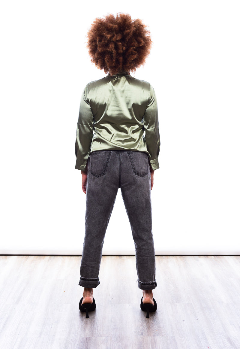 Green Silk shirt