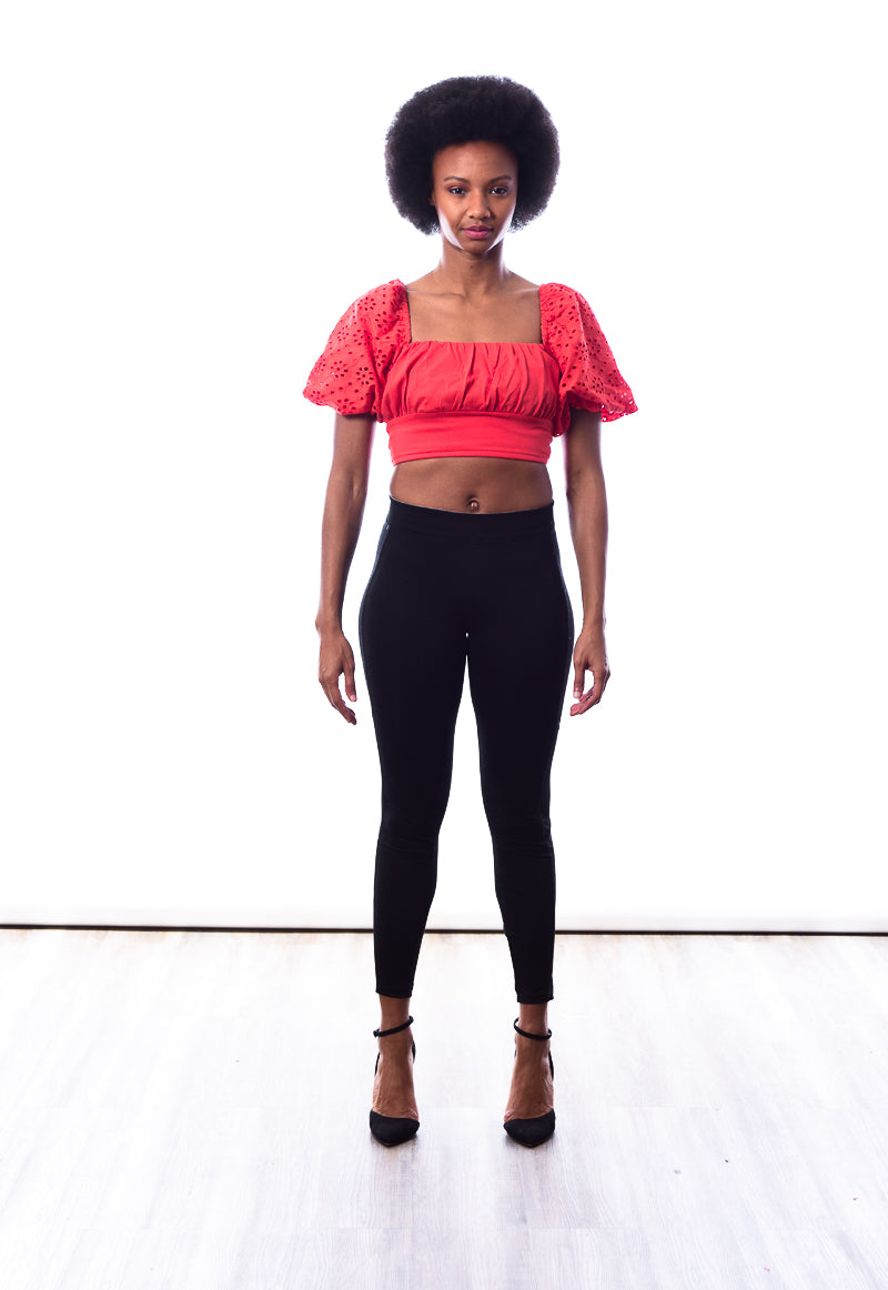 Red crop top ruffle