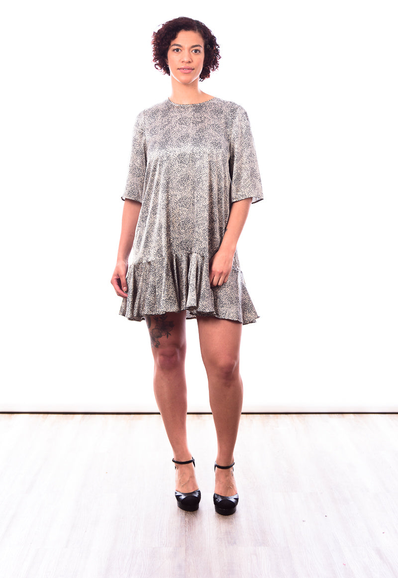 Grey silk ripple dress