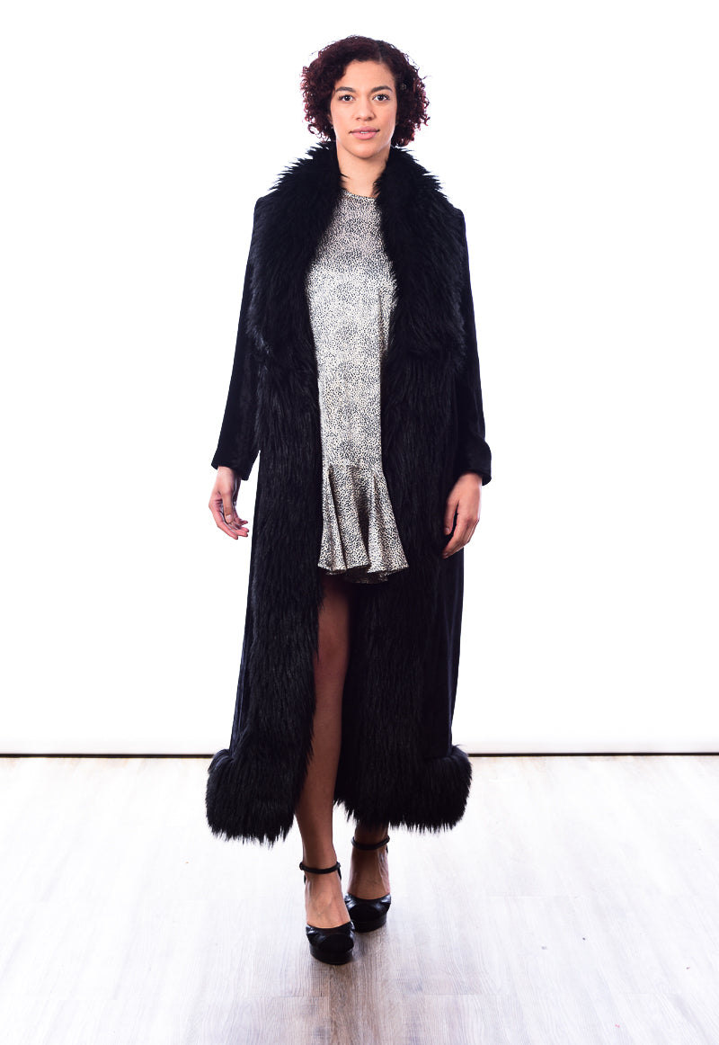 Long black feather jacket