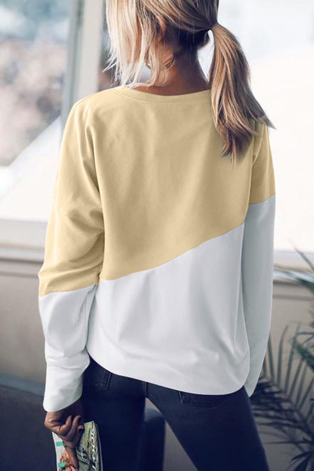 Light Blue Patchwork Dropped Shoulder Sweatshirt