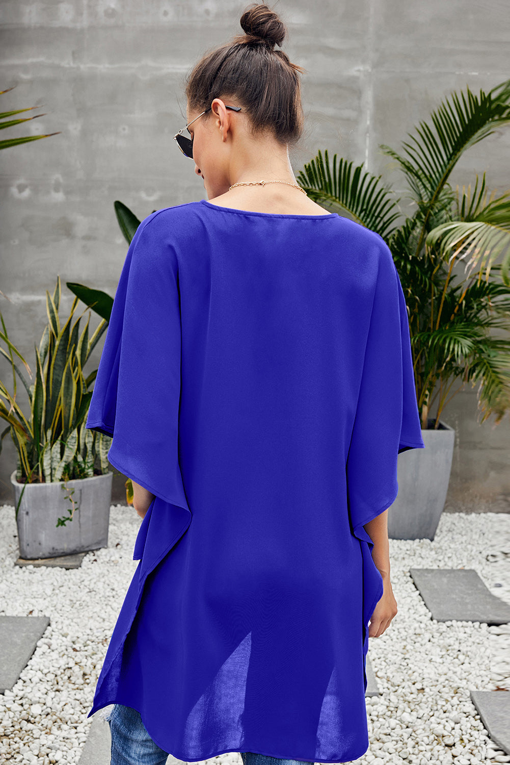 Blue Chic High Low Kimono Top