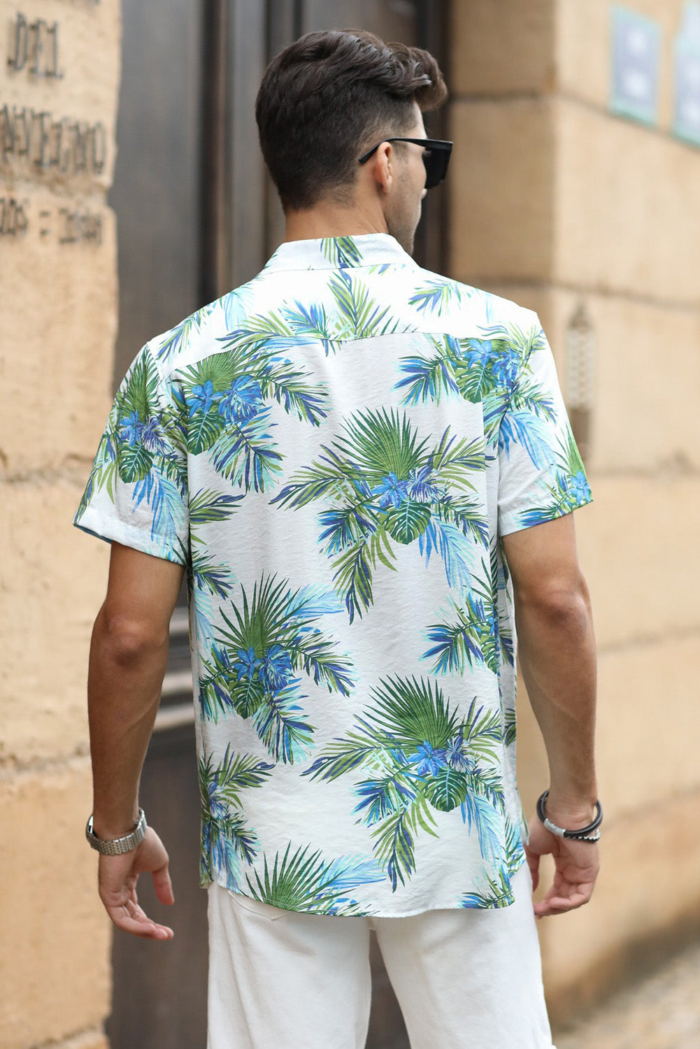 Green Men Short Sleeve Casual Hawaiian Shirt