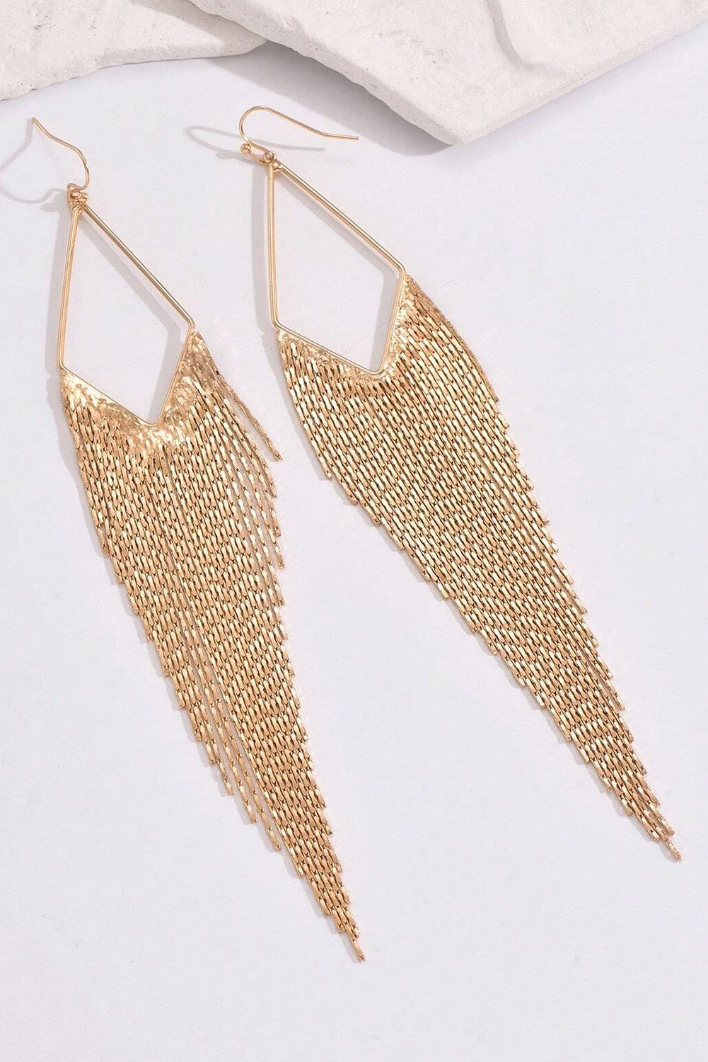 Gold Tassel Long Chain Dangle Earrings