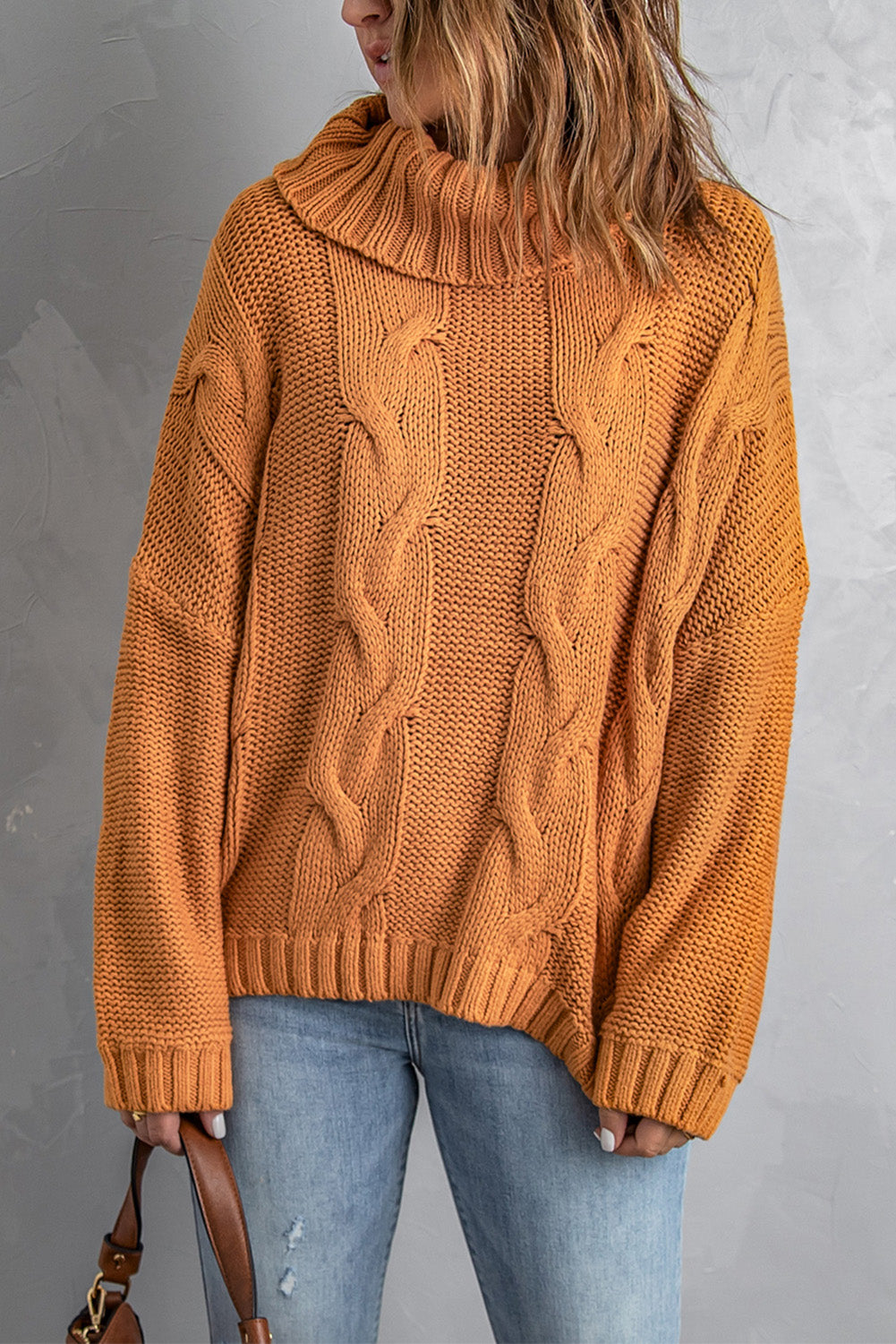 Cuddle Weather Cable Knit Handmade Turtleneck Sweater