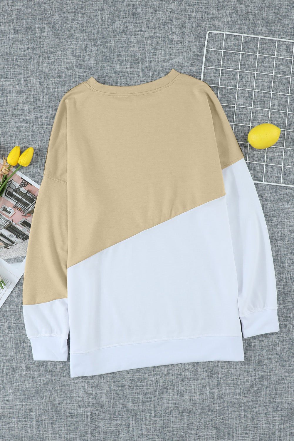 Light Blue Patchwork Dropped Shoulder Sweatshirt