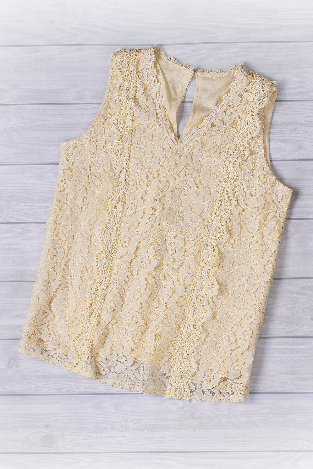 White Lace V Neck Tank Top