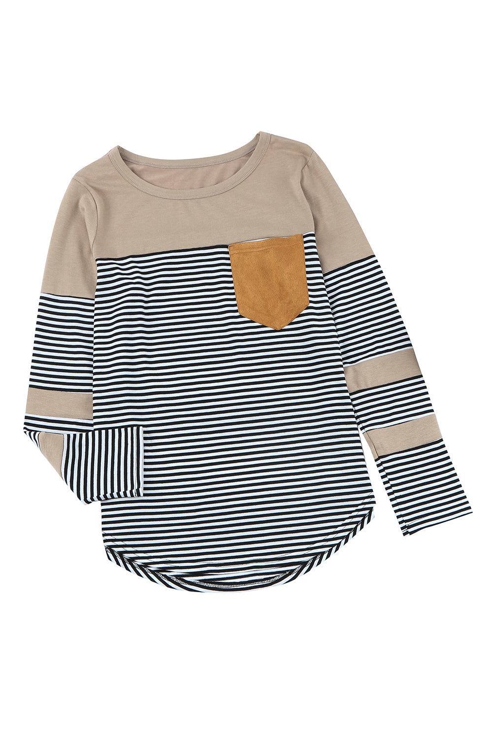 Black Pinstripe Patch Pocket Top