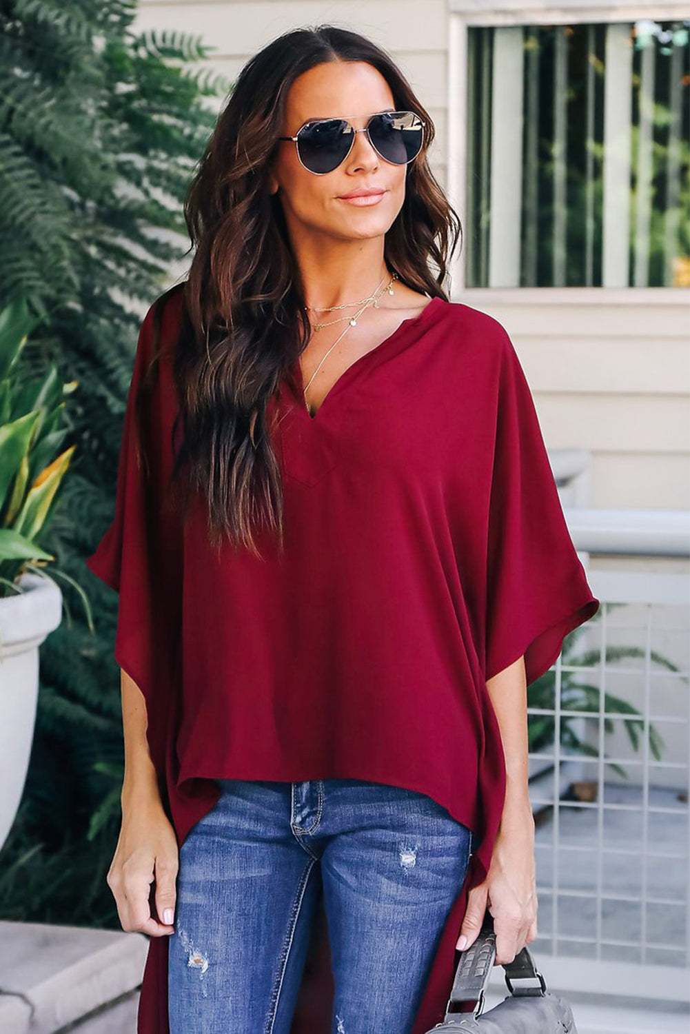 Blue Chic High Low Kimono Top